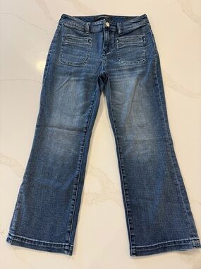 Liverpool Hannah Crop Flare Dark Blue Denim